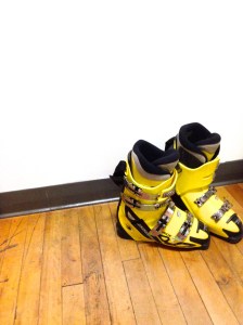 Lonely yellow ski boots
