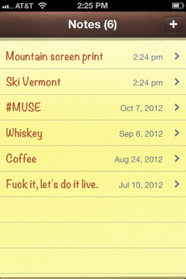 iPhone Notes Screenshot