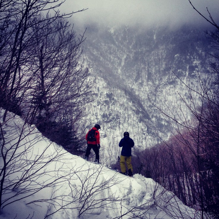 slackcountrying in Vermont's green mountains