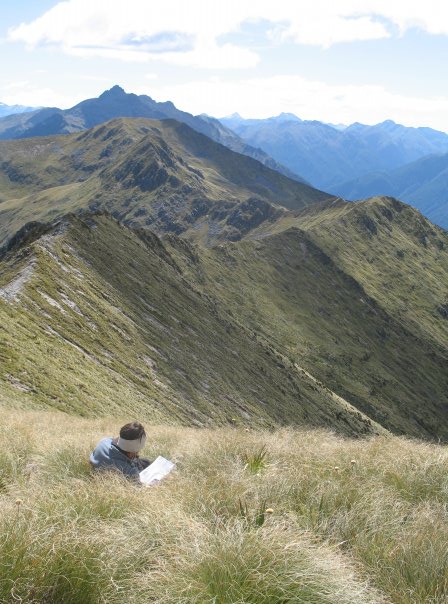 A moment's rest on Mt Luxmore.